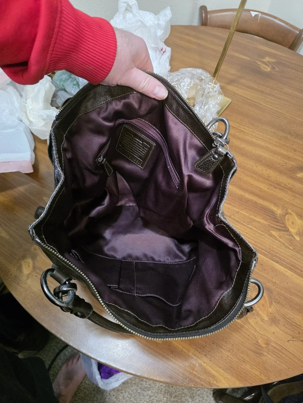 Coach Kristin ,black Python With Gunmetsl Hardware